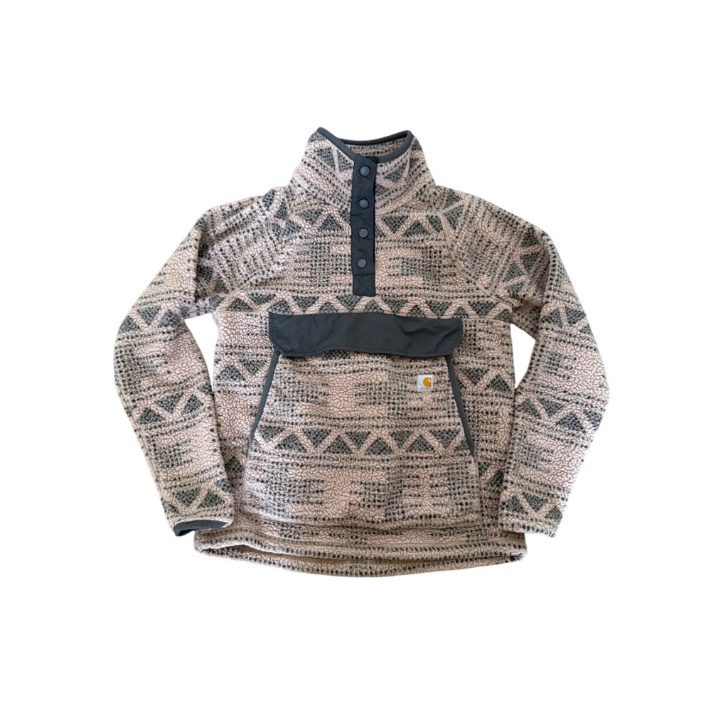 Carhartt Relaxed‎ Fit Women's Sherpa Fleece Pullover Size Small 4-6 Aztec Print